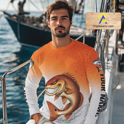 Angry Redfish Fishing Shirts Long Sleeve For Men, Upf Long Sleeve UV Sun Protection Fishing Shirt NHT1310
