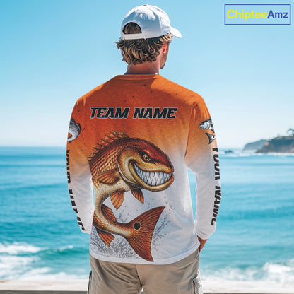 Angry Redfish Fishing Shirts Long Sleeve For Men, Upf Long Sleeve UV Sun Protection Fishing Shirt NHT1310