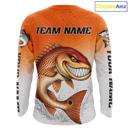 Angry Redfish Fishing Shirts Long Sleeve For Men, Upf Long Sleeve UV Sun Protection Fishing Shirt NHT1310