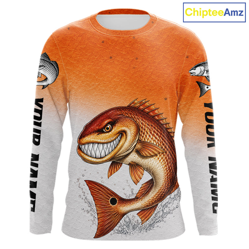 Angry Redfish Fishing Shirts Long Sleeve For Men, Upf Long Sleeve UV Sun Protection Fishing Shirt NHT1310