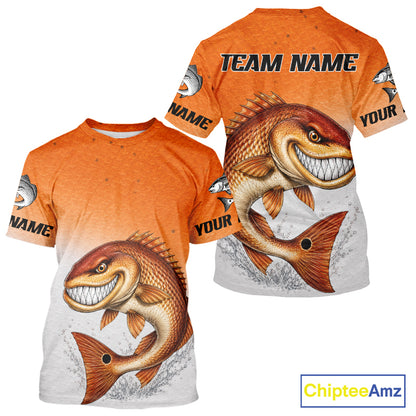 Angry Redfish Fishing T - Shirt For Men, Upf Long Sleeve UV Sun Protection Fishing Shirt NHT1310