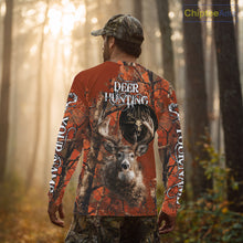 Load image into Gallery viewer, Deer Hunting Shirt Compass Design Orange Camo Custom Name Head Deer Hunting Clothes NHT282