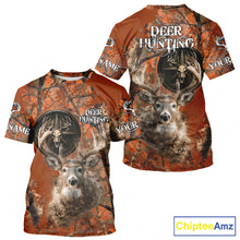 Load image into Gallery viewer, Deer Hunting Shirt Compass Design Orange Camo Custom Name Head Deer Hunting Clothes NHT282