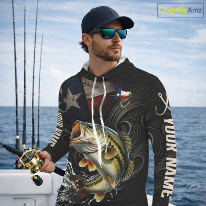 Personalized Texas Largemouth Bass Hooded Fishing Shirt – Custom Name Angler Apparel For Fishermen