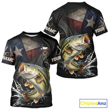 Load image into Gallery viewer, Personalized Texas Largemouth Bass Fishing T-Shirt – Custom Name Angler Apparel For Fishermen