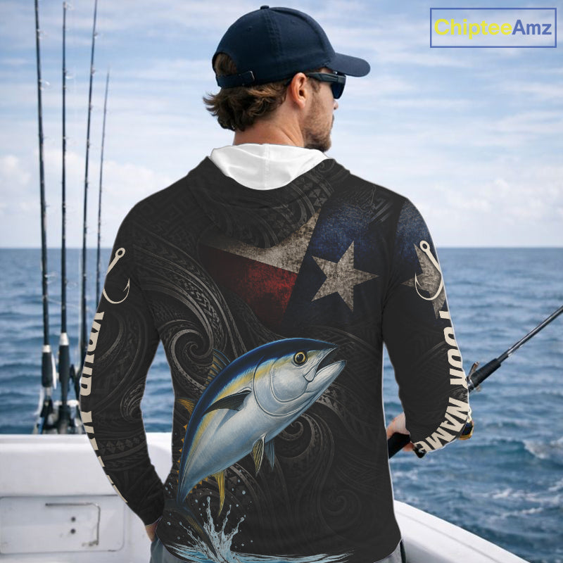 Personalized Texas Tuna Hooded Fishing Shirt – Custom Name Angler Apparel For Fishermen
