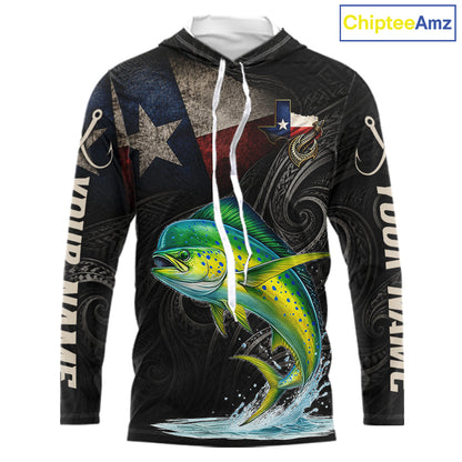 Personalized Texas Mahi Mahi Hooded Fishing Shirt – Custom Name Angler Apparel For Fishermen