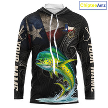 Load image into Gallery viewer, Personalized Texas Mahi Mahi Hooded Fishing Shirt – Custom Name Angler Apparel For Fishermen