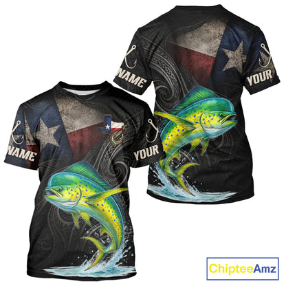 Personalized Texas Mahi Mahi Fishing T-Shirt – Custom Name Angler Apparel For Fishermen