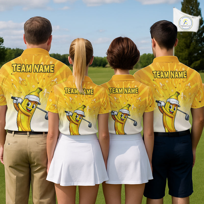 Personalized Banana Mens Golf Shirts Funny Cartoon Short & Long Sleeve Polo NHT1177