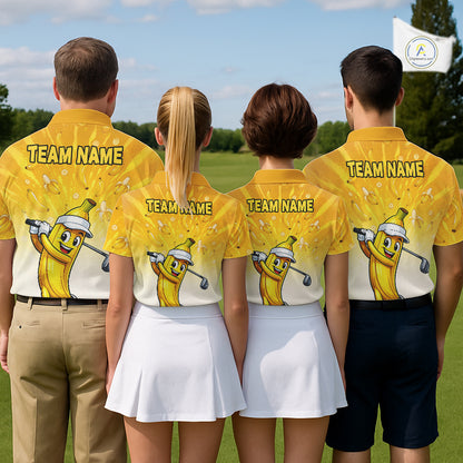Personalized Banana Mens Golf Shirts Funny Cartoon Short & Long Sleeve Polo NHT1177