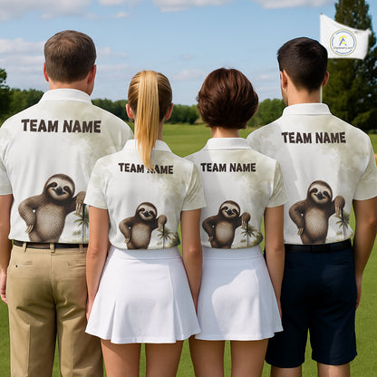 Custom Sloth Golf Polo Shirt - Funny Personalized Sloth Golf Apparel Short & Long Sleeve Polo NHT1179