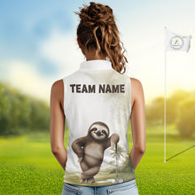 Load image into Gallery viewer, Person wearing a sleeveless shirt with a sloth graphic and 'TEAM NAME' text on a golf course.