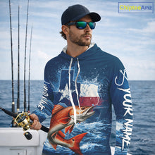 Load image into Gallery viewer, Texas Flag Redfish Fishing Jersey Performance Fishing Shirt, Saltwater Angler Gift For Men 