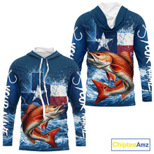 Load image into Gallery viewer, Texas Flag Redfish Fishing Jersey Performance Fishing Shirt, Saltwater Angler Gift For Men 