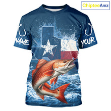 Load image into Gallery viewer, Texas Flag Redfish Fishing Jersey Short Sleeve Fishing T-Shirts , Saltwater Angler Gift For Men 