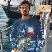 Load image into Gallery viewer, Texas Flag Speckled Trout Fishing Jersey Performance Fishing Shirt, Saltwater Angler Gift For Men 