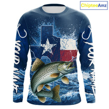 Load image into Gallery viewer, Texas Flag Speckled Trout Fishing Jersey Performance Fishing Shirt, Saltwater Angler Gift For Men 