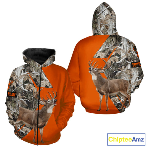 Deer Hunting Orange Camo 3D Winter Forest Full Printing Custom Name Shirts Hunting Gifts NHT200
