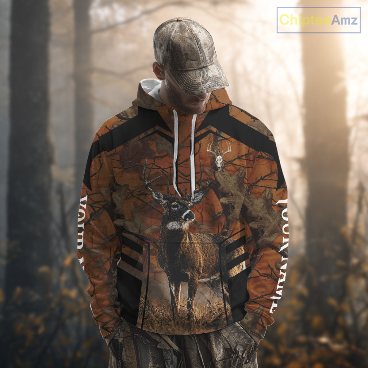 Whitetail Deer Hunting Shirt Orange Camo Custom Name, Deer Hunting Clothes NHT285