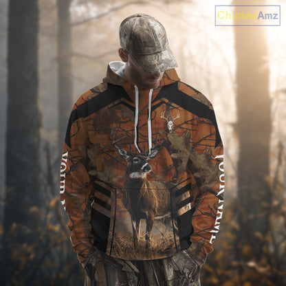 Whitetail Deer Hunting Shirt Orange Camo Custom Name, Deer Hunting Clothes NHT285