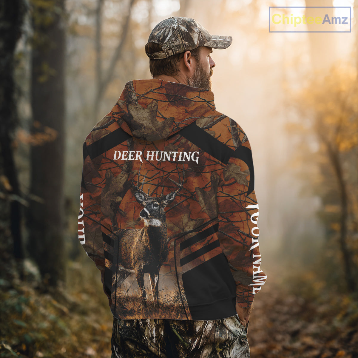 Whitetail Deer Hunting Shirt Orange Camo Custom Name, Deer Hunting Clothes NHT285