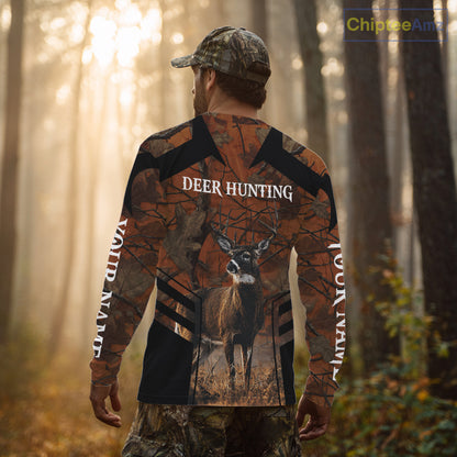Whitetail Deer Hunting Shirt Orange Camo Custom Name, Deer Hunting Clothes NHT285