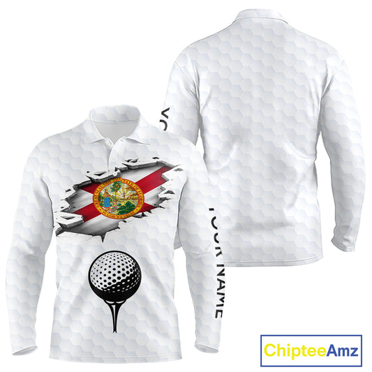 Florida Flag Personalized Golf Pattern Ball Polo Shirts Patriotic Golf Shirts For Mens NHT675