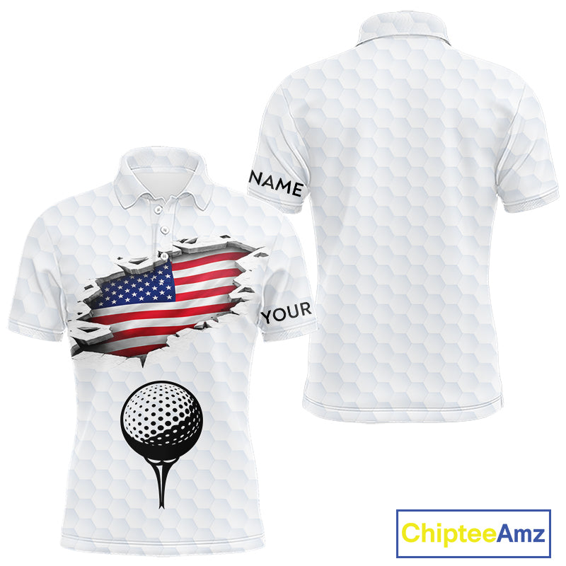 American Flag Personalized Golf Pattern Ball Polo Shirts Patriotic Golf Shirts For Mens NHT676