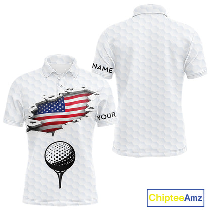 American Flag Personalized Golf Pattern Ball Polo Shirts Patriotic Golf Shirts For Mens NHT676