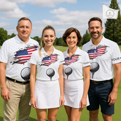 American Flag Personalized Golf Pattern Ball Polo Shirts Patriotic Golf Shirts For Mens NHT676