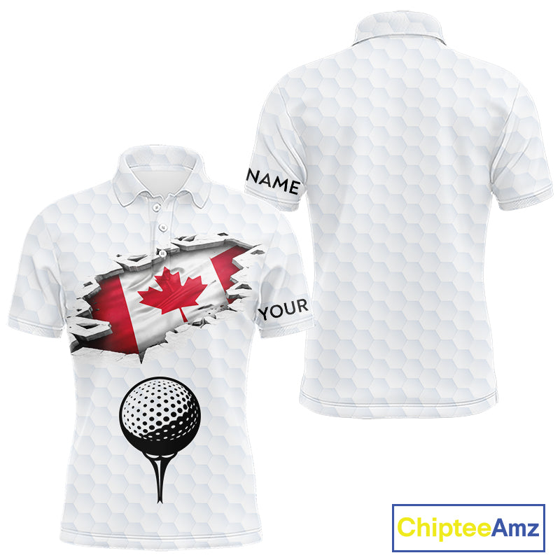 Canada Flag Personalized Golf Pattern Ball Polo Shirts Patriotic Golf Shirts For Mens NHT677