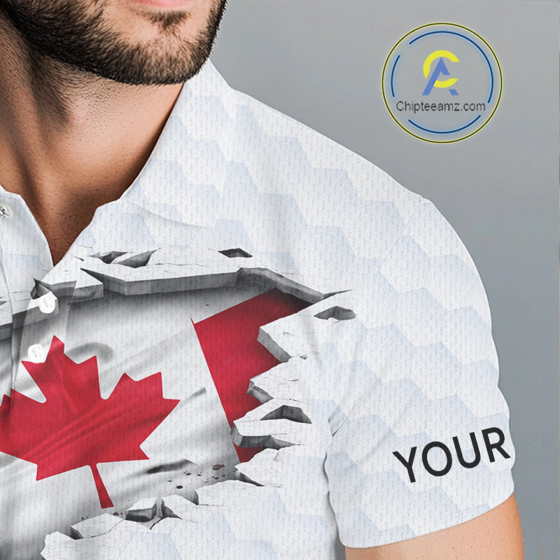 Canada Flag Personalized Golf Pattern Ball Polo Shirts Patriotic Golf Shirts For Mens NHT677