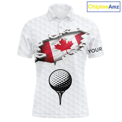 Canada Flag Personalized Golf Pattern Ball Polo Shirts Patriotic Golf Shirts For Mens NHT677