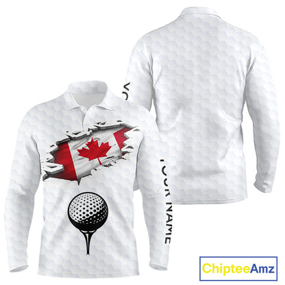Canada Flag Personalized Golf Pattern Ball Polo Shirts Patriotic Golf Shirts For Mens NHT677