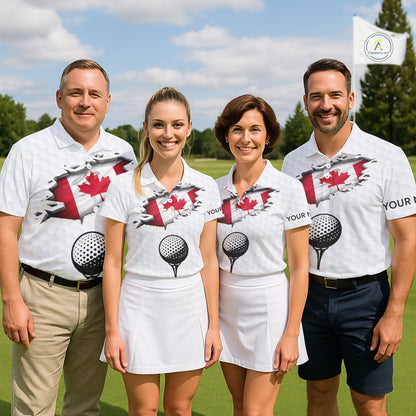 Canada Flag Personalized Golf Pattern Ball Polo Shirts Patriotic Golf Shirts For Mens NHT677