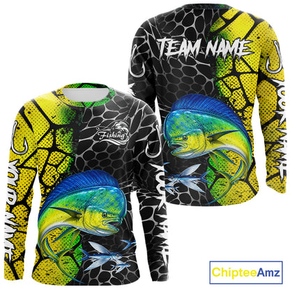 Custom Mahi Mahi Fishing Shirts Long Sleeve Performance Jersey Long Sleeve Angler Gift NHT1333