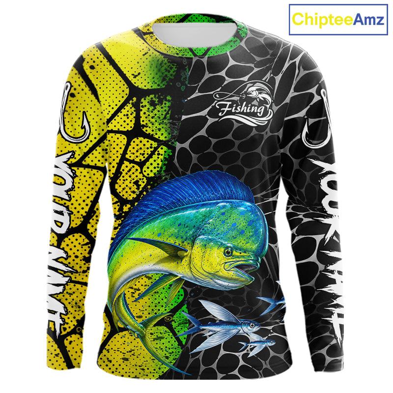 Custom Mahi Mahi Fishing Shirts Long Sleeve Performance Jersey Long Sleeve Angler Gift NHT1333
