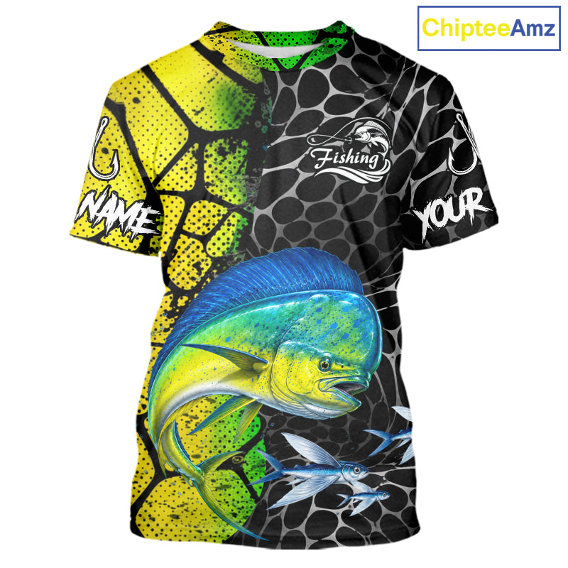 Custom Mahi Mahi Fishing T - Shirt Performance Jersey Fishing Shirt Angler Gift NHT1333