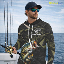 Load image into Gallery viewer, Personalized Bass Fishing Jersey, Custom Name Long Sleeve Hooded Fishing Shirt For Men 