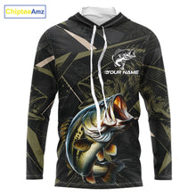 Load image into Gallery viewer, Personalized Bass Fishing Jersey, Custom Name Long Sleeve Hooded Fishing Shirt For Men 