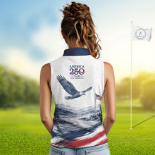 Load image into Gallery viewer, Personalized America 250 Womens Sleeveless Golf Polo Shirt – Patriotic Eagle USA 250Th Anniversary Apparel