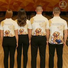 Load image into Gallery viewer, Custom Name Team Bowling Jersey, Men's Golden Retriever Bowling Polo Shirt &amp; Quarter Zip NHT1203