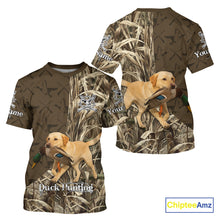 Load image into Gallery viewer, Yellow Lab Hunting Dog Customized Name All Over Print Shirts For Hunters NHT293
