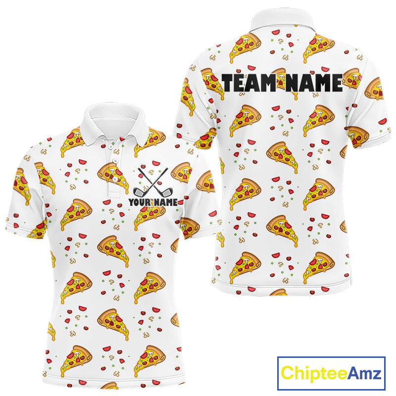 Funny Pizza Pattern Golf Shirt Men's Polo Shirts, Best Golf Polo Golf Shirt For Team NHT777