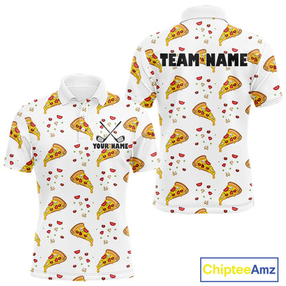 Funny Pizza Pattern Golf Shirt Men's Polo Shirts, Best Golf Polo Golf Shirt For Team NHT777