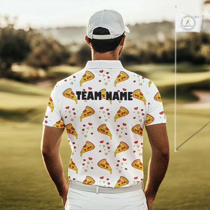 Funny Pizza Pattern Golf Shirt Men's Polo Shirts, Best Golf Polo Golf Shirt For Team NHT777
