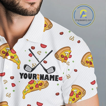 Funny Pizza Pattern Golf Shirt Men's Polo Shirts, Best Golf Polo Golf Shirt For Team NHT777
