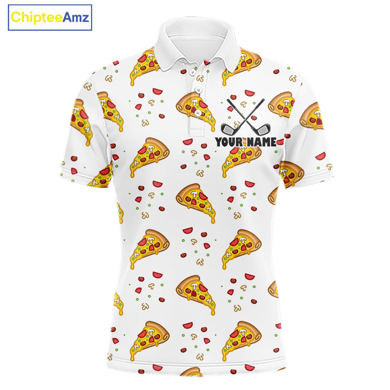 Funny Pizza Pattern Golf Shirt Men's Polo Shirts, Best Golf Polo Golf Shirt For Team NHT777