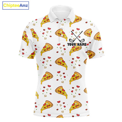 Funny Pizza Pattern Golf Shirt Men's Polo Shirts, Best Golf Polo Golf Shirt For Team NHT777